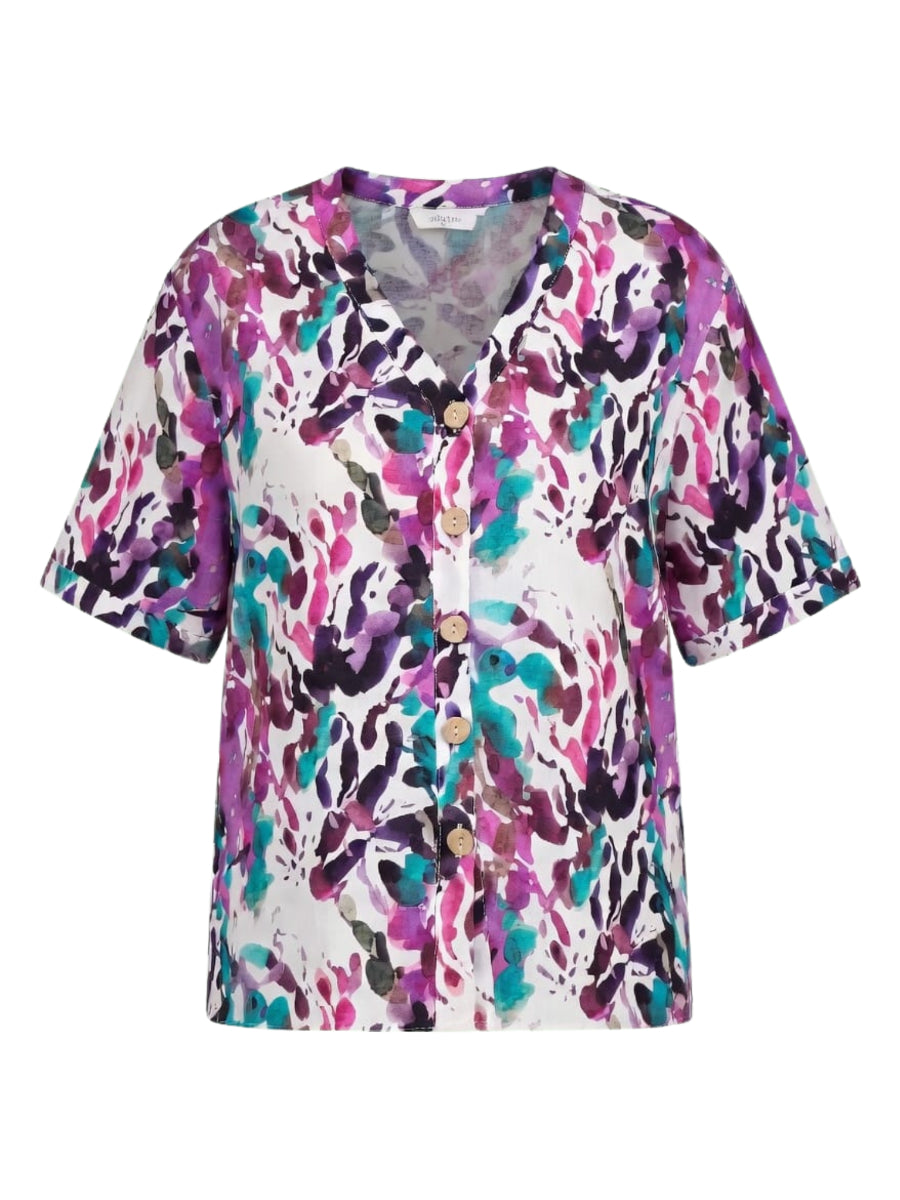 Justyna Kurzarmbluse mit sommerlichem Print