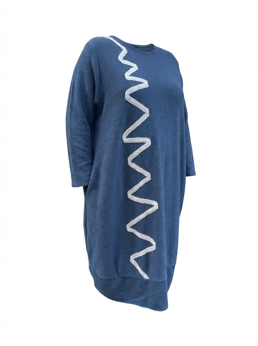 Justyna Kleid Zickzack blau