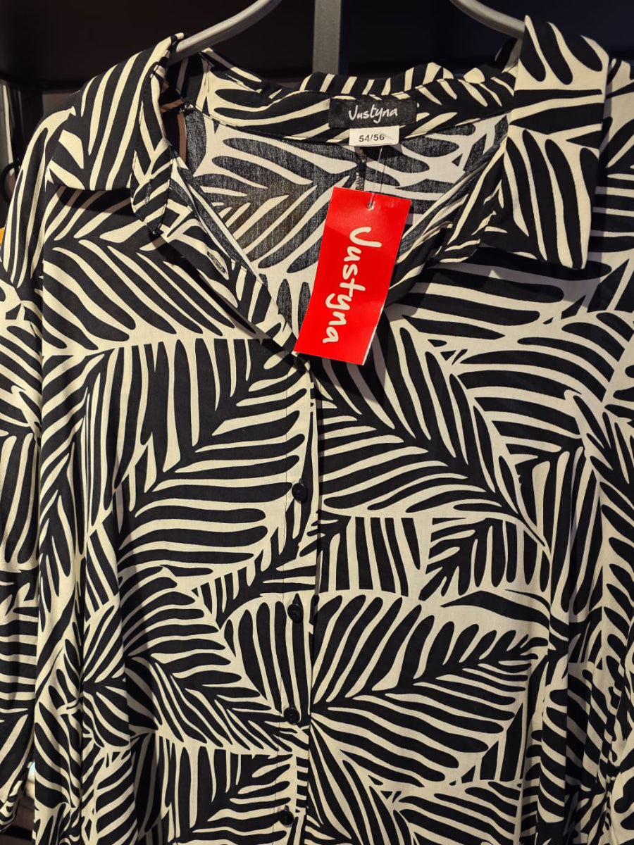 Justyna Longbluse Nature-Print schwarz-beige